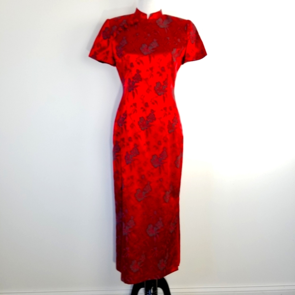 Women 6 Donna Morgan Qipao Cheongsam mandarin gown vintage